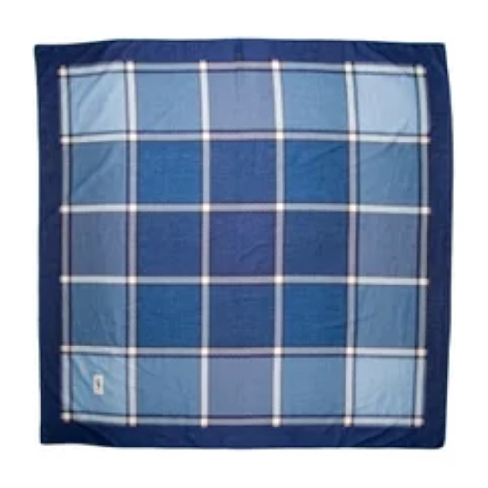 Yves Saint Laurent Blue Plaid Print Scarf